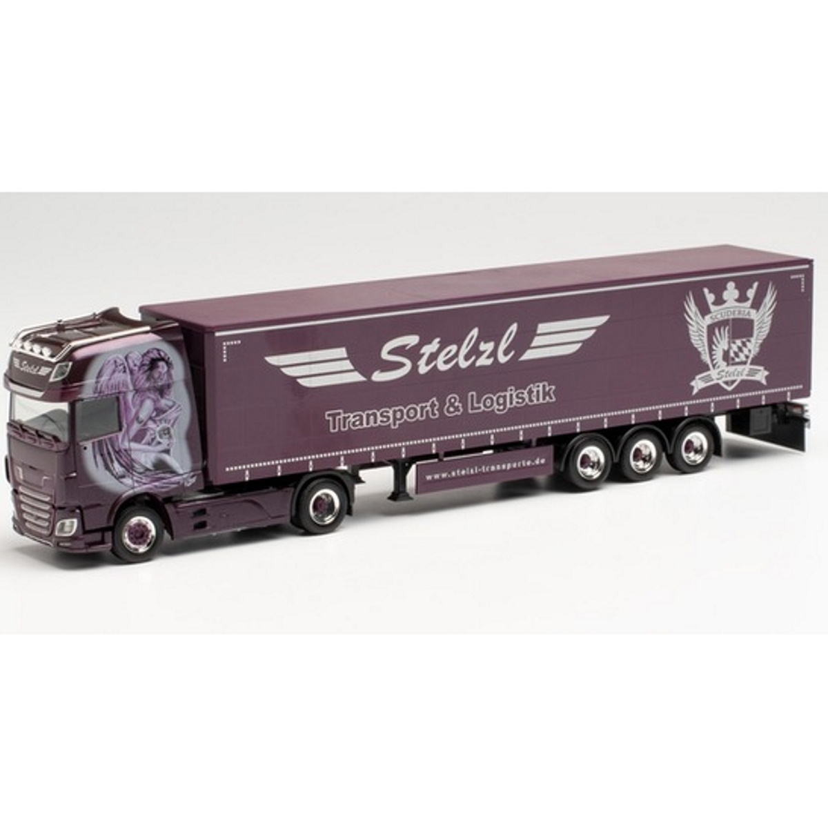 945165 - Herpa - DAF XF SSC Gardinenplanen-Sattelzug "Stelzl / Engelchen & Teufelchen"