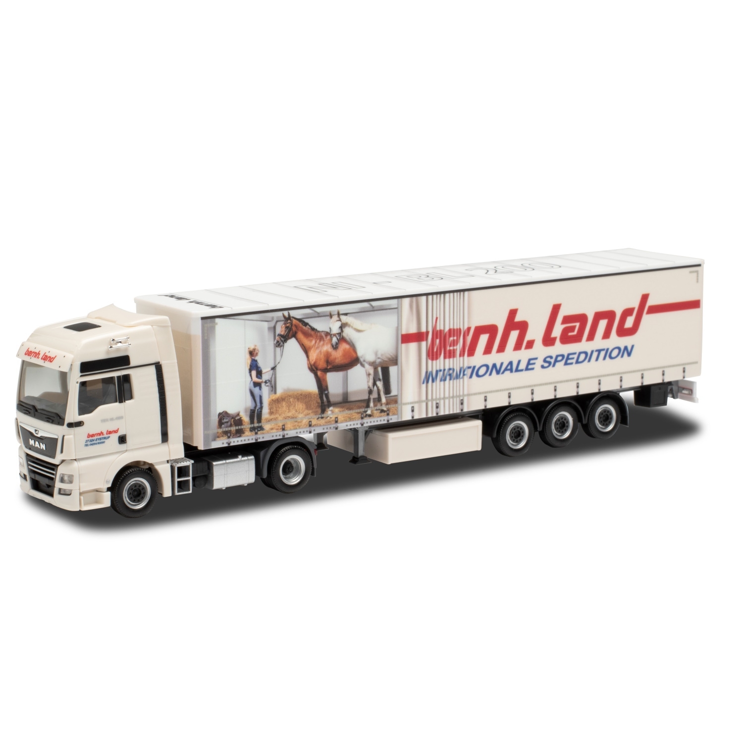 947770 - Herpa - MAN TGX XXL with courtainside trailer "Spedition Land"