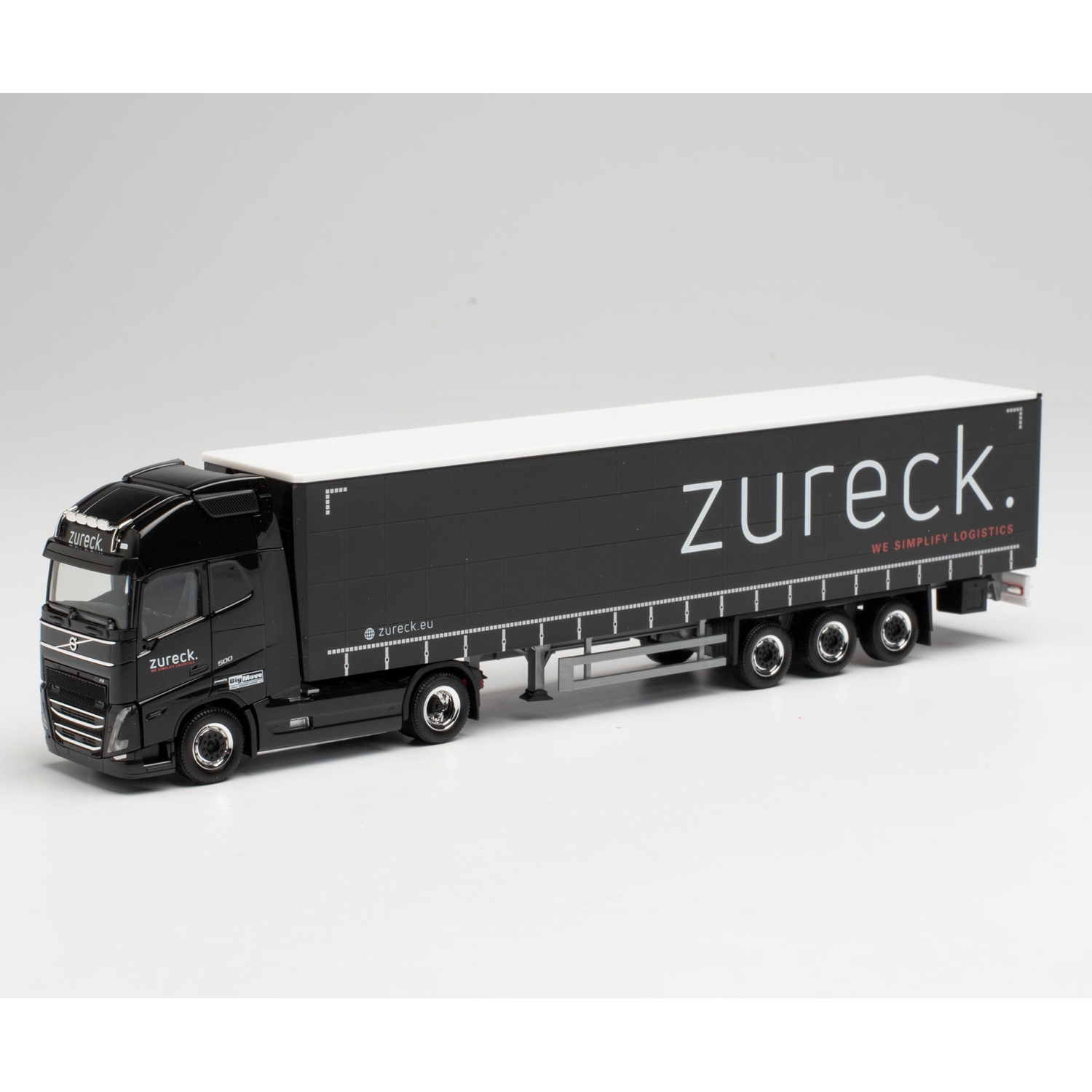 948401 - Herpa - Volvo FH5 Globetrotter XL Gardinenplanen-Sattelzug "Zureck"