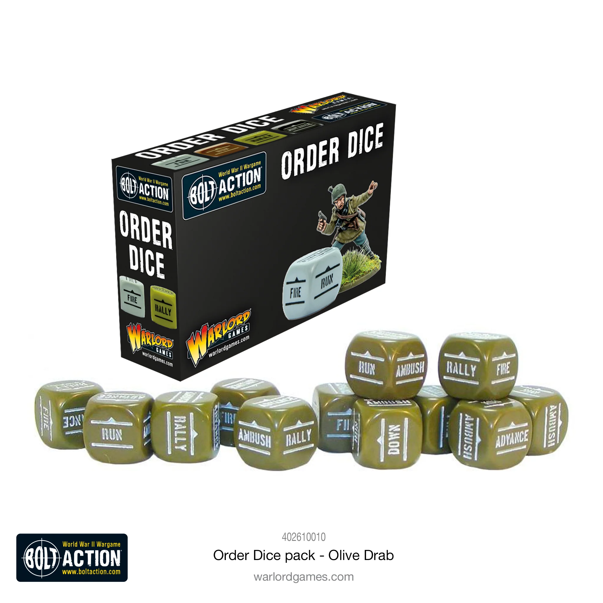 402616010 - Bolt Action - Order Dice Pack, olive ( 12 dices )