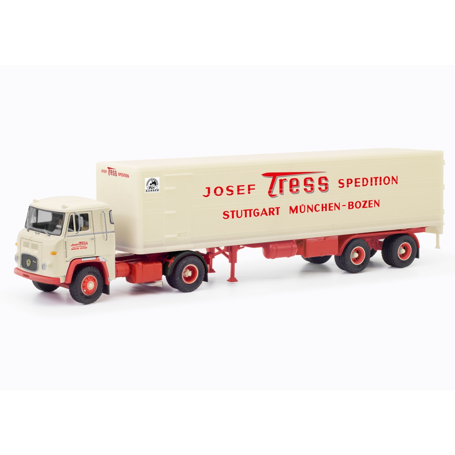 87MBS026260 - Herpa - Scania Vabis LB 76 mit Koffer-Auflieger mit Seitentüren "J. Tress"