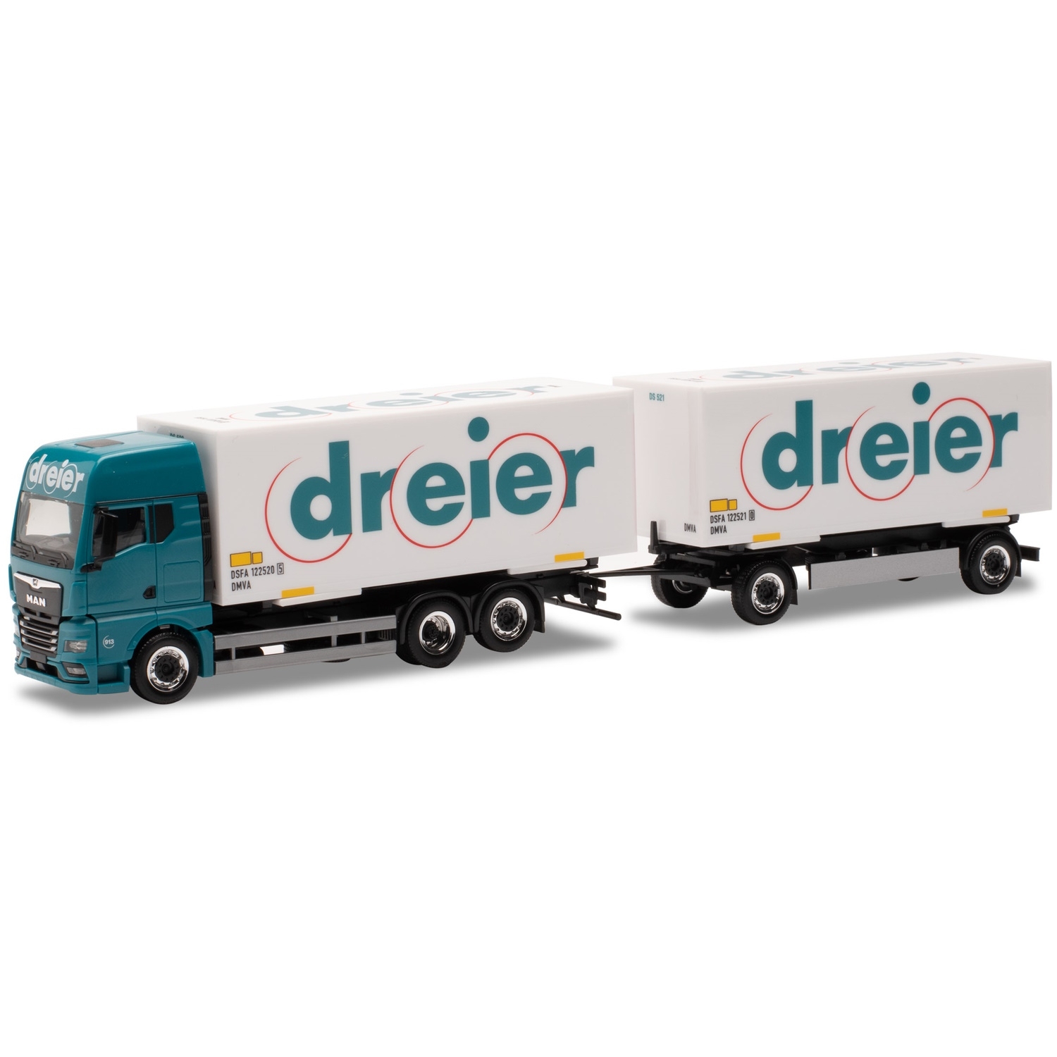 953672 - Herpa - MAN TGX GX Wechselkoffer-Hängerzug "Dreier" CH