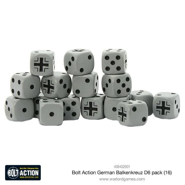 408402001 - Bolt Action - Germans - Dice Pack, grey ( 16 dices )