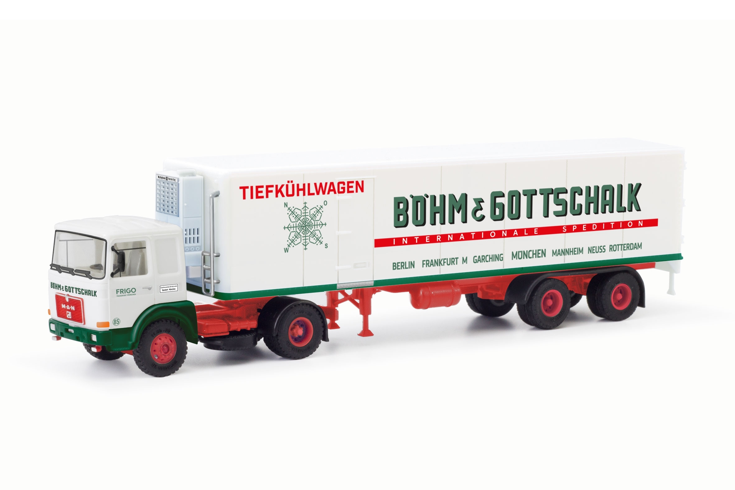 87MBS026420 - Herpa - MAN F8 with reefer box semitrailer "Böhm & Gottschalk"