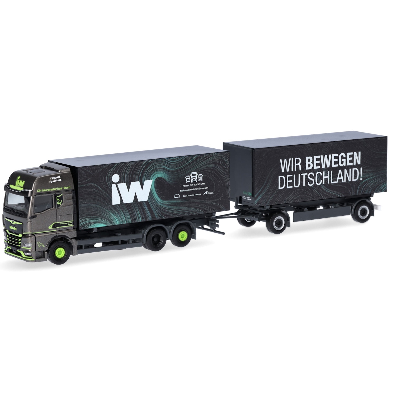 317160 - Herpa - MAN TGX GX  interchangeable box truck/trailer "IW / Wir bewegen Deutschland"