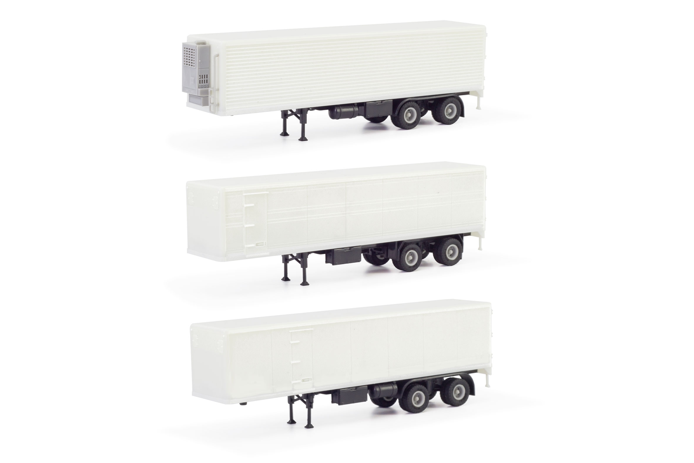 87MBS026512 - Herpa - Set with 3 undecorated box trailer