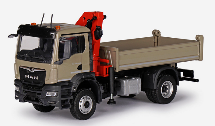 81165/03 - Conrad - MAN TGS NN four-wheel drive tipper with loading crane, beigegrey