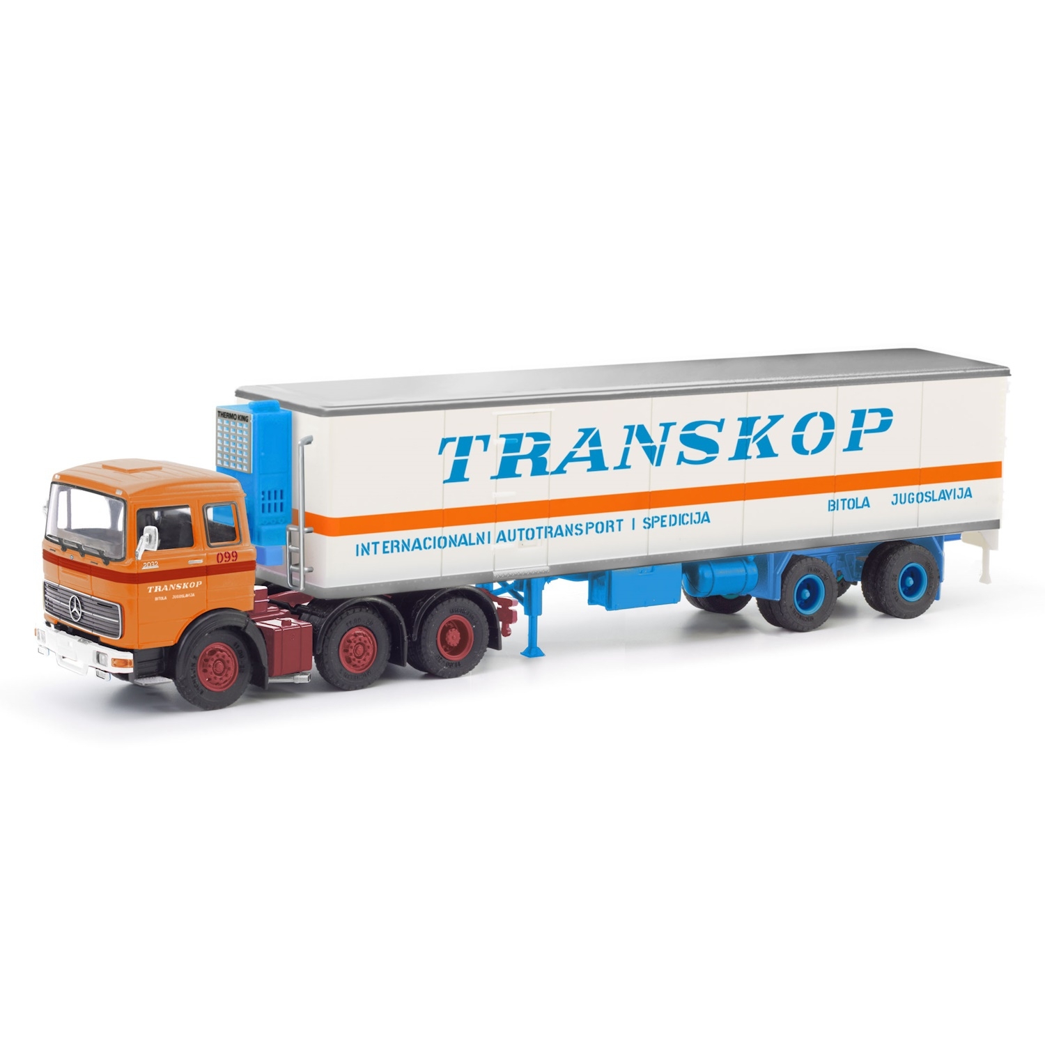 87MBS026406 - Herpa - Mercedes-Benz LPS 2032 mit Kühlkoffer-Auflieger "Transkop" YU