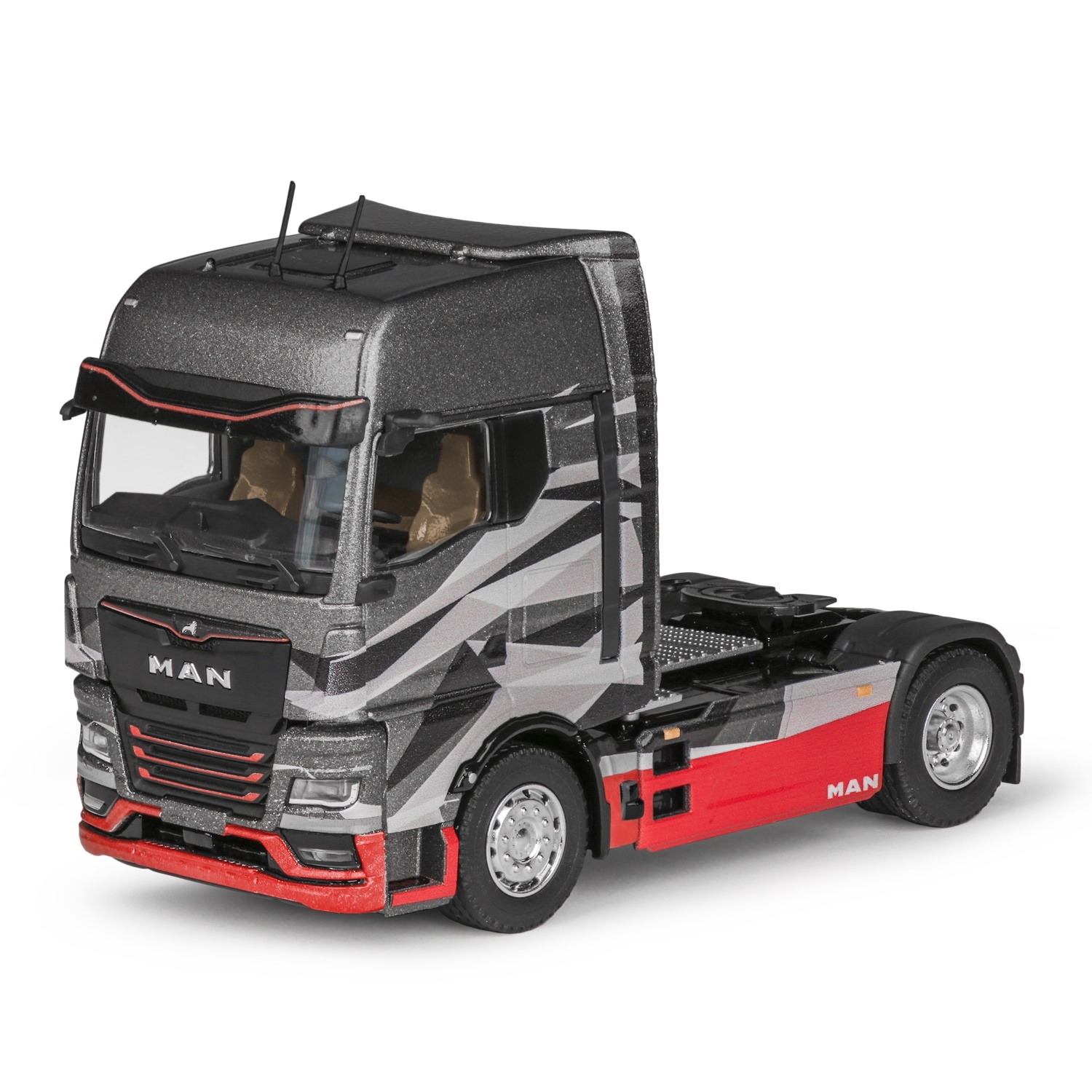 80009/00 - Conrad - MAN eTGX GX electric truck tractor with OptiView, gray/red