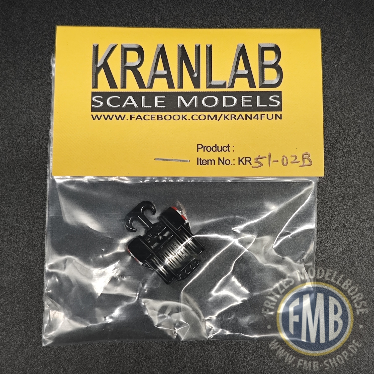 KR51-02B - Kranlab - Metall Kranhaken mit 7 Rollen für 1/87 WSI LTM 1500 - schwarz