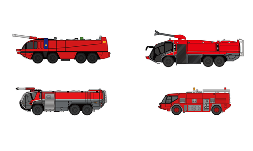 FWDP-FT-4008 - Fantasy Wings - Airport Fire Truck Set of 4 - 1:400