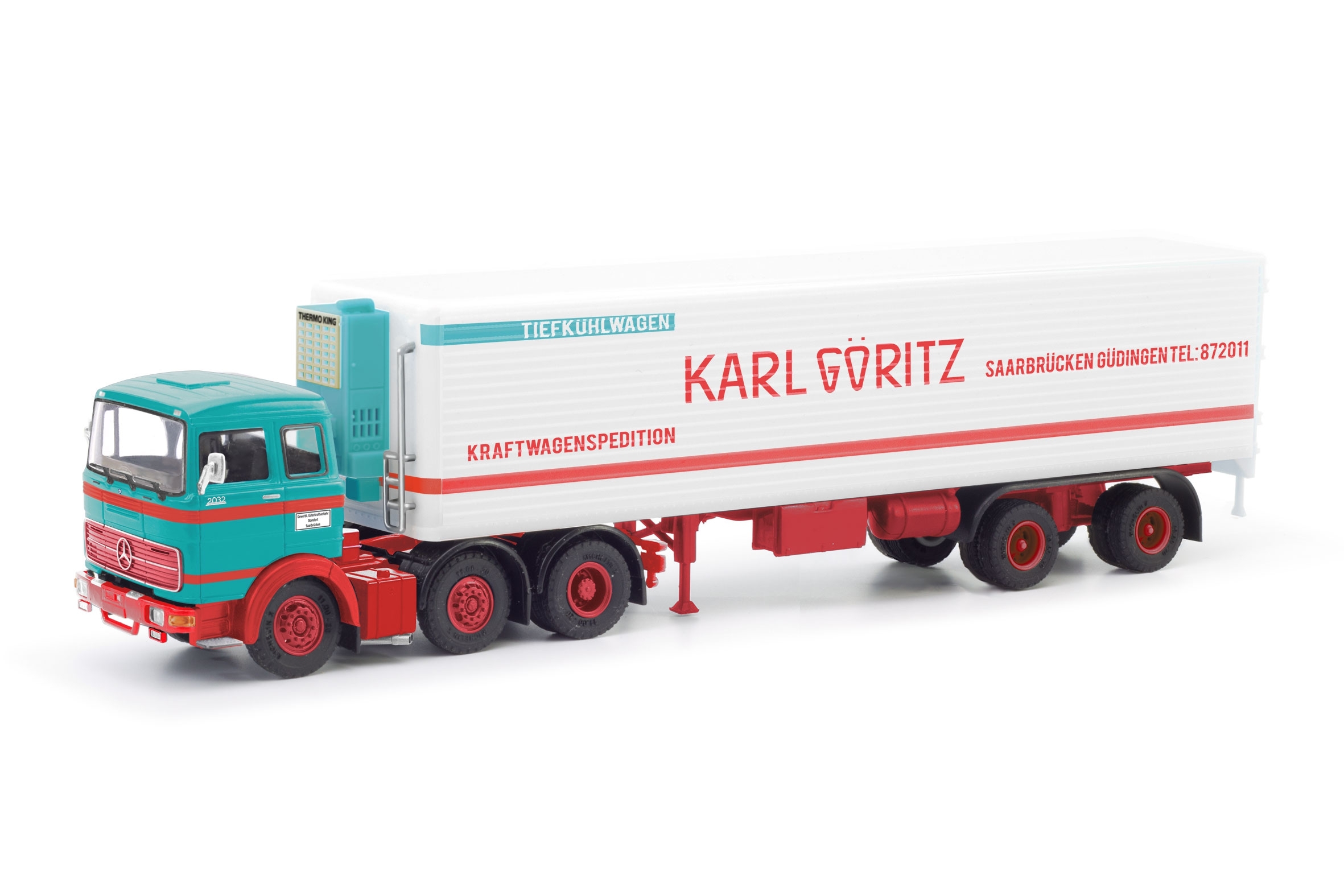 87MBS026437 - Herpa - Mercedes-Benz LPS 2032 with reefer box semitrailer "Karl Göritz"