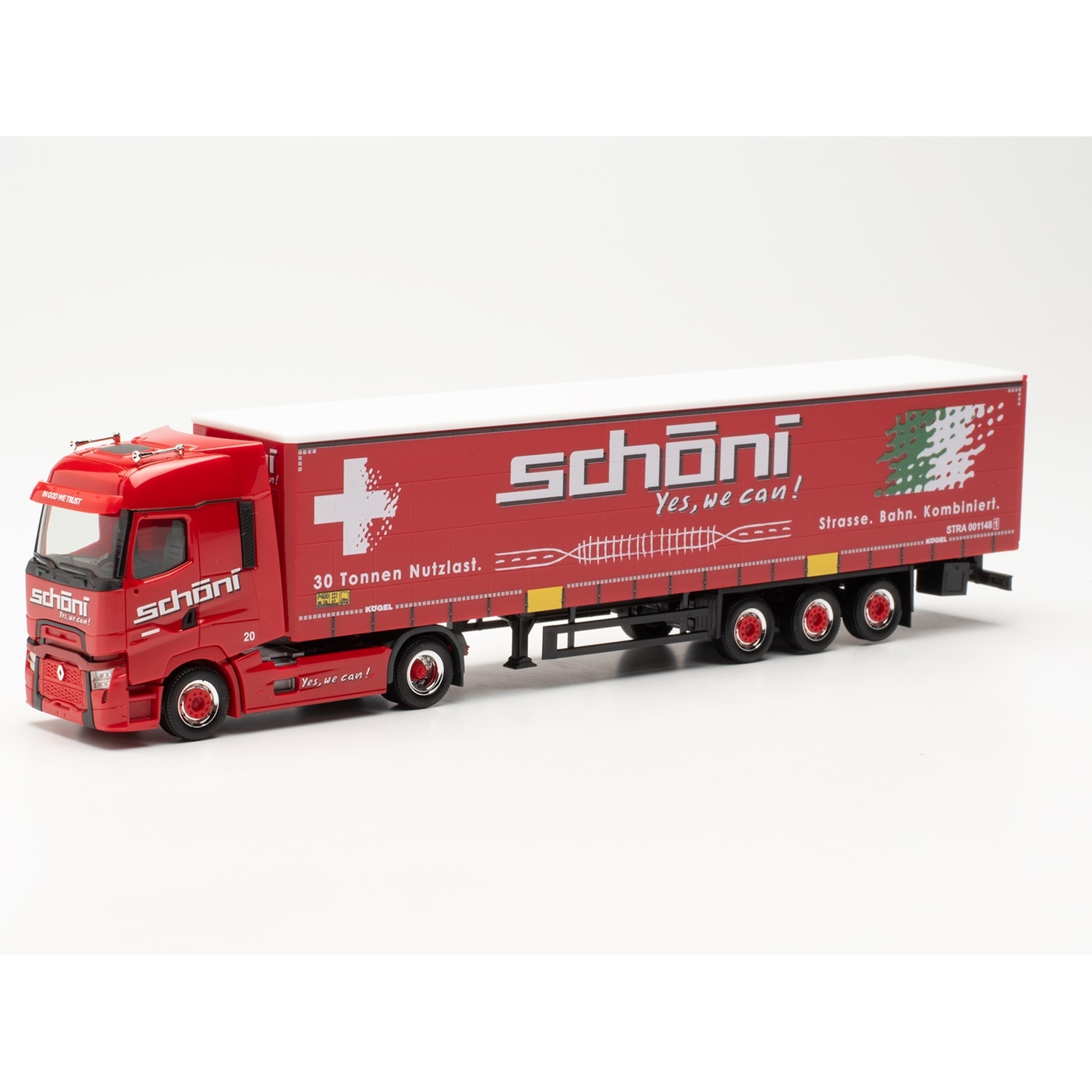 316446 - Herpa - Renault T facelift with curtainside semitrailer "Schöni" CH