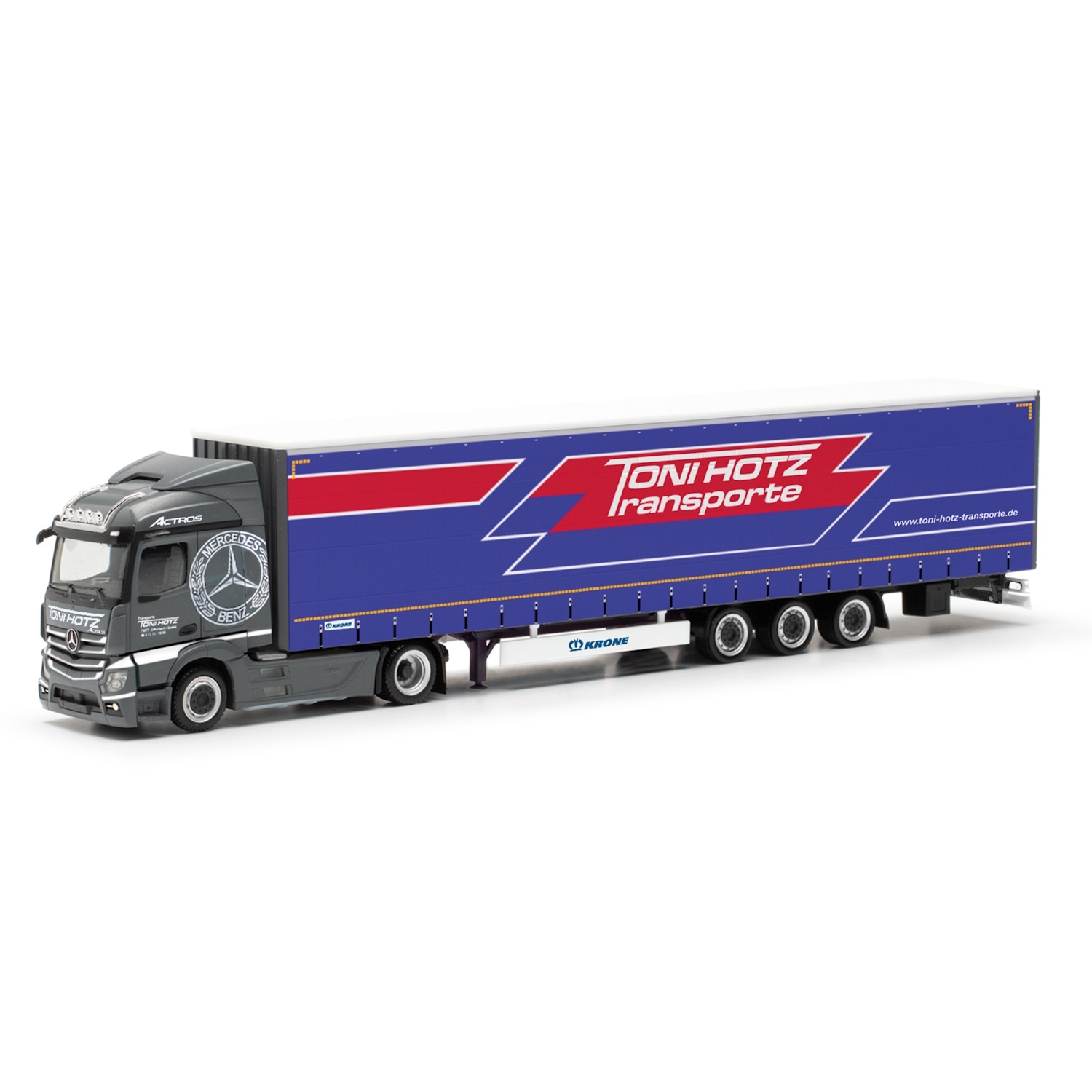 317573 - Herpa - Mercedes-Benz Arocs StreamSpace 2,3 Lowliner-Sattelzug 15m "Toni Hotz"