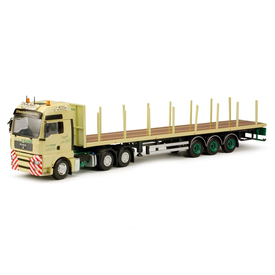 63442 - Tekno - MAN TGA XXL 6x4 with 3axle Flat trailer - H.N.Krane - D -