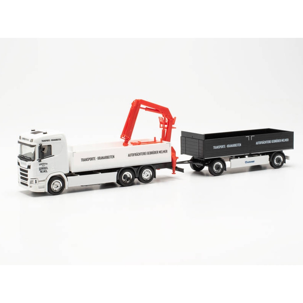 315999 - Herpa - Scania CR loadbed truck/trailer with loading crane "Gebrüder Melmer" AT