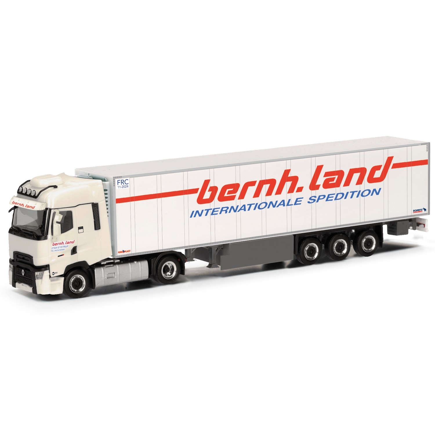 317795 - Herpa - Renault T facelift with reefer box semitrailer "Bernhard Land"