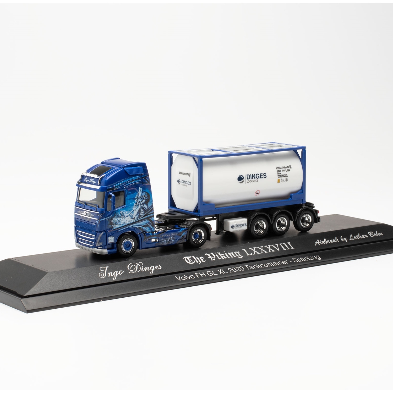 122238 - Herpa - Volvo FH5 Globetrotter XL with tank container semitrailer "Ingo Dinges" PC