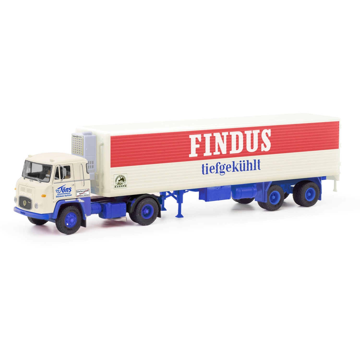 87MBS026390 - Herpa - Scania Vabis LB 76 with ripped reefer box semitrailer "Töns / Findus"