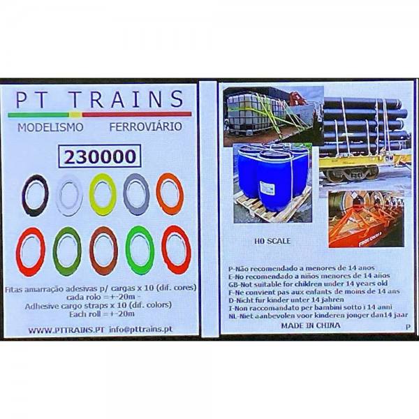 230000 - PT-Trains - Spanngurte selbstklebend, 0,8mm breit - 10 Rollen à 20m in verschiedenen Farben