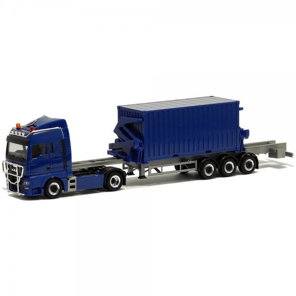 945226 - Herpa - MAN TGX XLX Euro6 Hammar Seitenlader-Sattelzug mit 20ft Container, blau