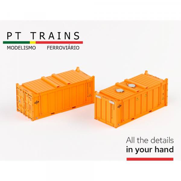 820807 - PT-Trains - 2er Set 20ft. Open Top Container mit Deckel "DP / DPRE9000918 + DPRE9002320" IT
