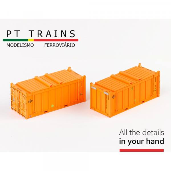 820802 - PT-Trains - 2er Set 20ft. Open Top Container mit Deckel "DP / DPRE9000857 + DPRE9001977" IT