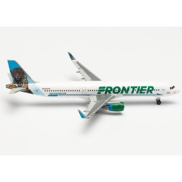 535847 - Herpa Wings - Frontier Airlines Airbus A321 - N712FR - "Spot the Jaguar"