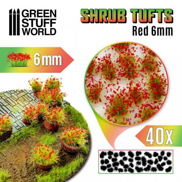 1366 - Green Stuff World - Red Flowers Shrub Tuft