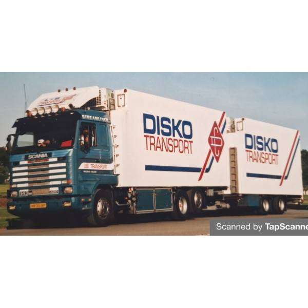 84948 - Tekno - Scania 143 Kühlhängerzug mit Tandemanhänger - Disko - NL -