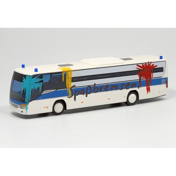 59275.2AW - AWM - Setra S 415H Bus Gefangenentransporter mit Farbbeutelwurf, weiß/blau