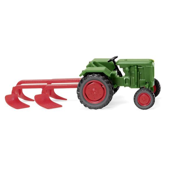 039802 - Wiking - Normag Faktor I mit Pflug, laubgrün - Traktor / Schlepper