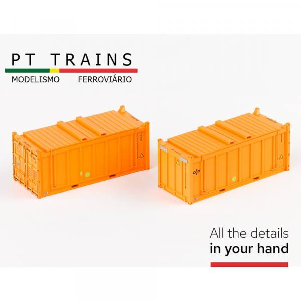 820801 - PT-Trains - 2er Set 20ft. Open Top Container mit Deckel "DP / DPRE9000501 + DPRE9000800" IT
