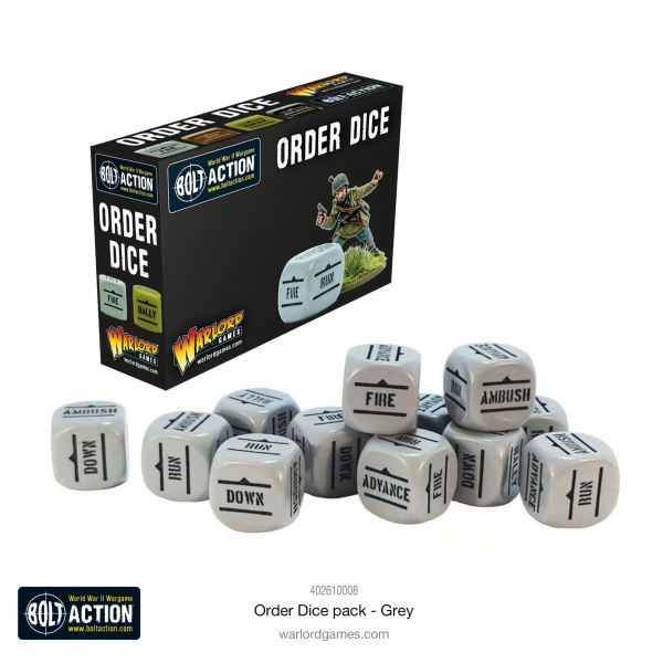 402616008 - Bolt Action - Germans - Order Dice Pack, grau ( 12 Würfel )