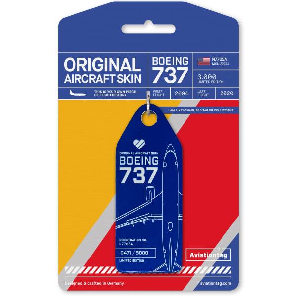 Aviationtag - Southwest Airlines Boeing 737 N7705A, in Blau