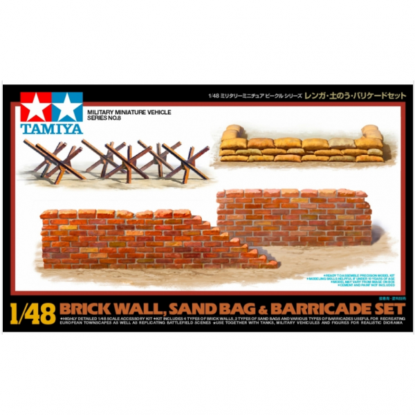 32508 - Tamiya - Diorama-Set Mauern & Sandsäcke - Bausatz