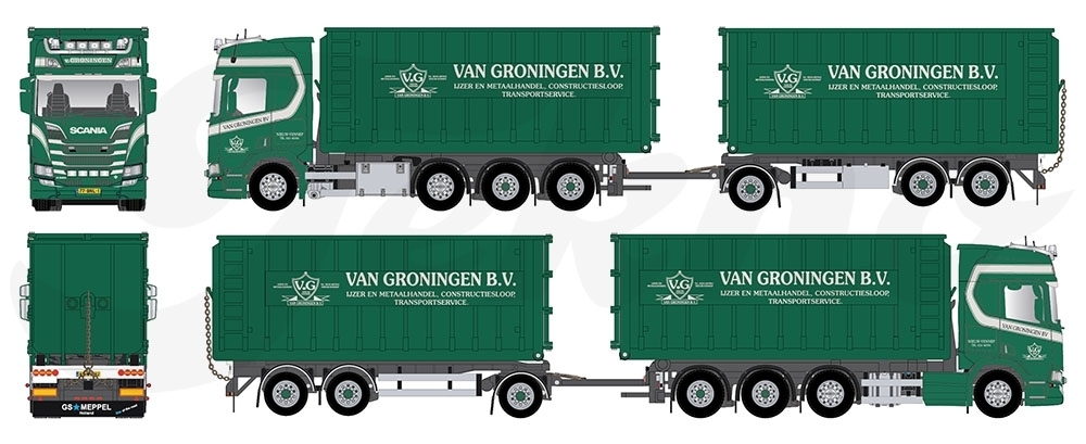 Tekno Scania R Serie Hl With Hook System And 2 Container And Trailer V Groningen Nl Novelties 1 50 New Fritzes Modellborse