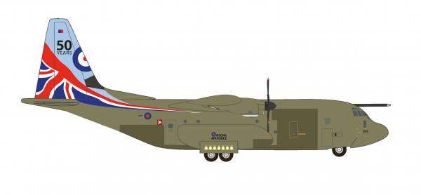 537445 - Herpa Wings - Royal Airforce C-130J Super Hercules 50th Anniversary Hercules - ZH883 -