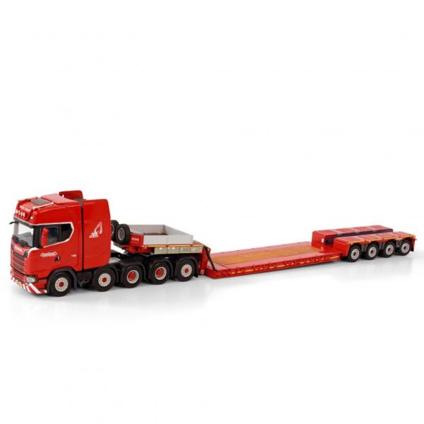 5927176 - WSI - Scania S HL 10x4 mit Nooteboom 4achs Tieflader - Red Line -