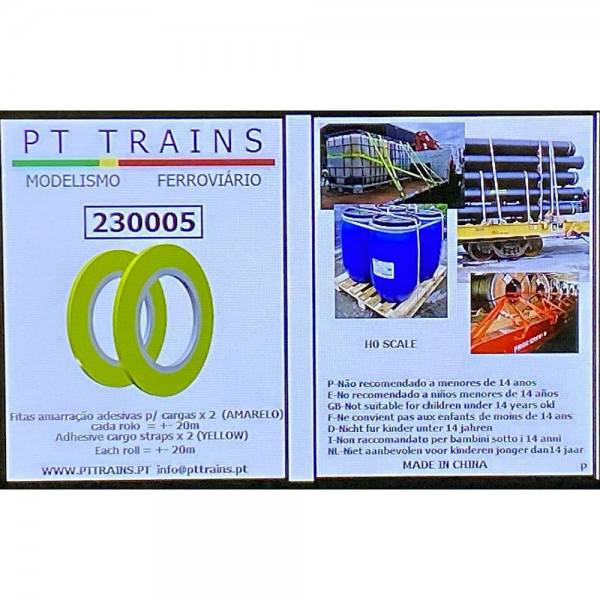 230005 - PT-Trains - Spanngurte selbstklebend, 0,8mm breit - 2 Rollen à 20m in gelb
