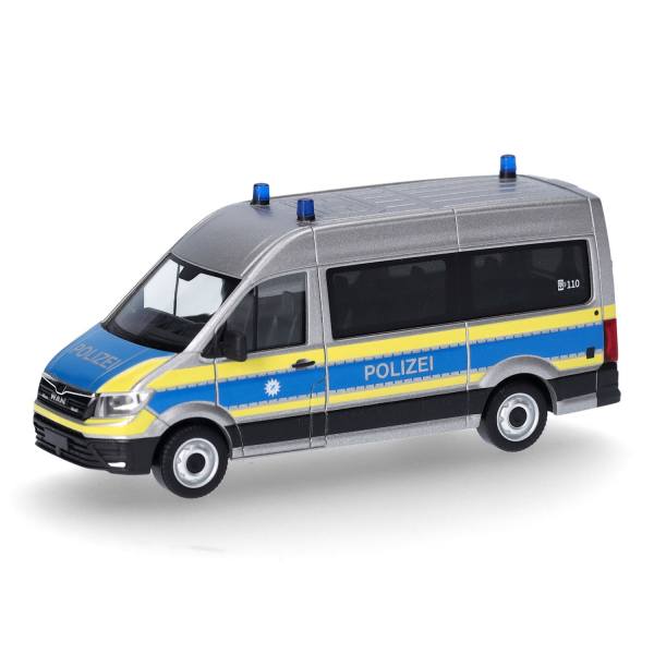 097796 - Herpa - MAN TGE Bus HD "Polizei Bayern" silber/blau