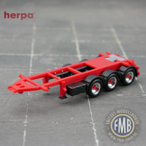 944373 - Herpa - 26ft. Swapcontainer-Auflieger, rot mit chrom/roten Felgen