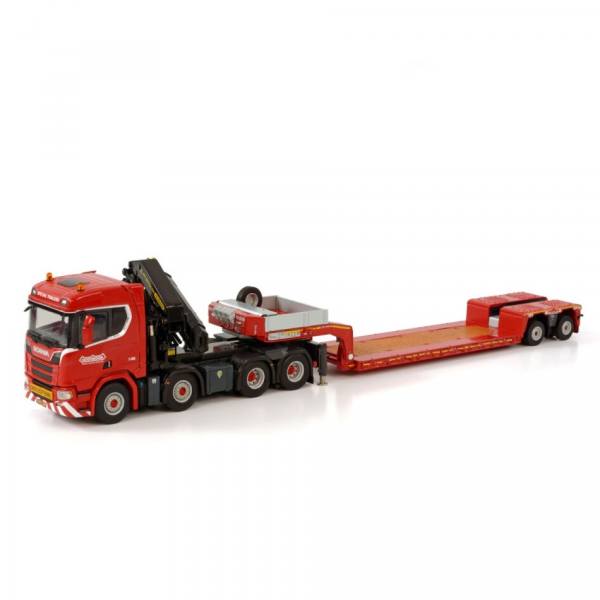 5927390 - WSI - Scania R 8x4+Palfinger Kran PK150002 SH+Jib+2achs Tieflader - Red Line - NL -