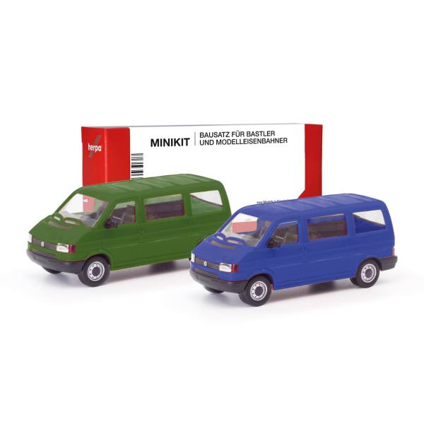012805-002 - Herpa MiniKit - 2x Volkswagen VW T4 Bus (olivgrün / ultramarinblau)