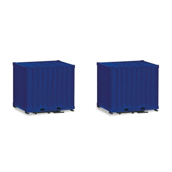 053594-003 - Herpa Zubehör - 10ft Container mit Platte "THW" ultramarinblau - 2 Stück