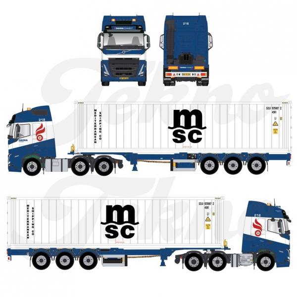 87005 - Tekno - Volvo FH05 GL 6x2 mit 3achs Chassi und 40ft Kühlcontainer - Dania Connect - DK -