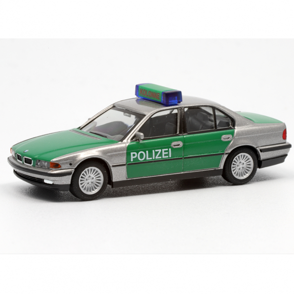 953597 - Herpa - BMW 7er (E38) Polizei Werttransportbegleitung "Bundesausführung" silber/grün