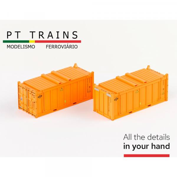 820806 - PT-Trains - 2er Set 20ft. Open Top Container mit Deckel "DP / DPRE9001745 + DPRE9001909" IT