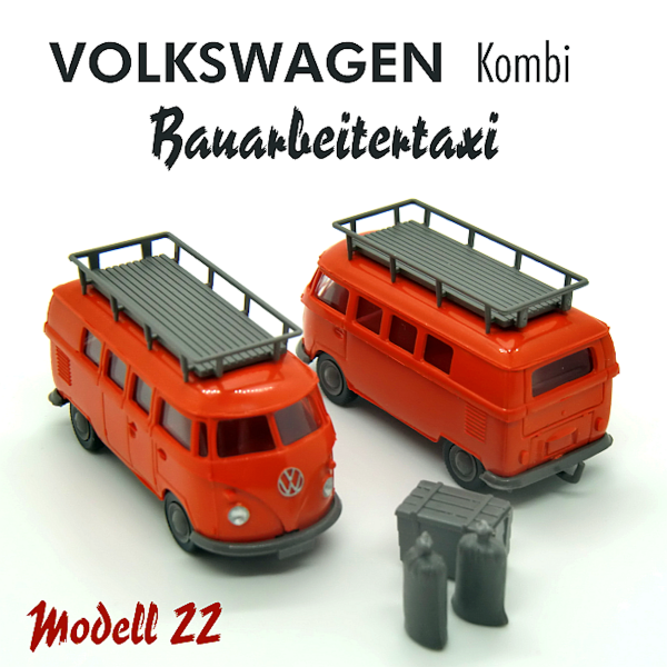 831001 - Wiking - Volkswagen VW T1b Kombi mit Dachträger (1963-67) "Bauarbeitertaxi"