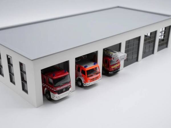100251 - 3D-Druckfactory - HO Fahrzeughalle mit 6 Tore / 6 Stellplätze